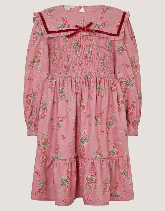 Ditsy Floral Square Collar Dress, Pink (PINK), large