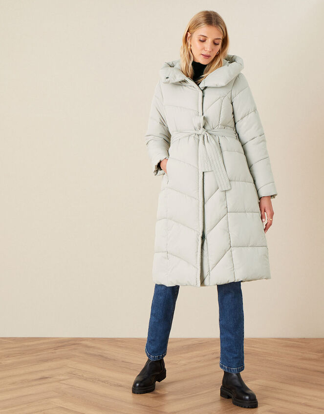 Bettina Longline Padded Coat with Recycled Polyester, Brown (MUSHROOM), large