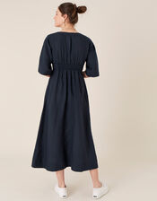 Button-Through Midi Dress in Pure Linen Blue