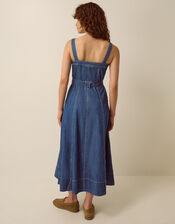 Chiara Belted Denim Midi Dress, Blue (MID AUTHENTIC BLUE), large