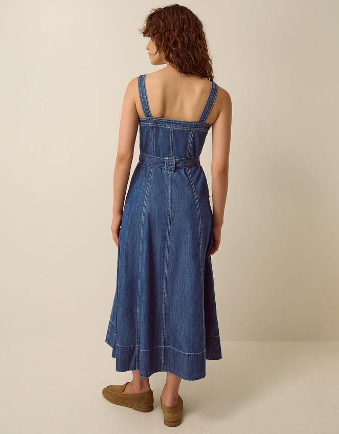 Chiara Belted Denim Midi Dress, Blue (MID AUTHENTIC BLUE), large