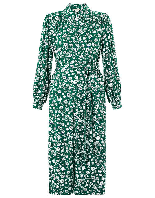 Leigh Floral Print Shirt Dress with LENZING™ ECOVERO™, Green (GREEN), large