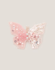 Pearl Embellished Butterfly Hair Clip, , large