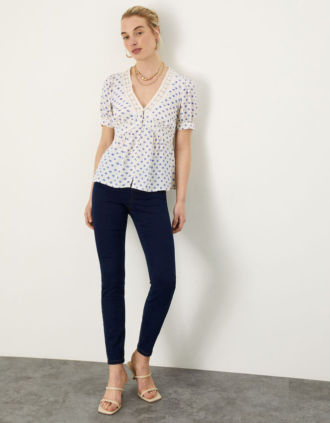 Patsy Polka Dot Tea Top, Ivory (IVORY), large