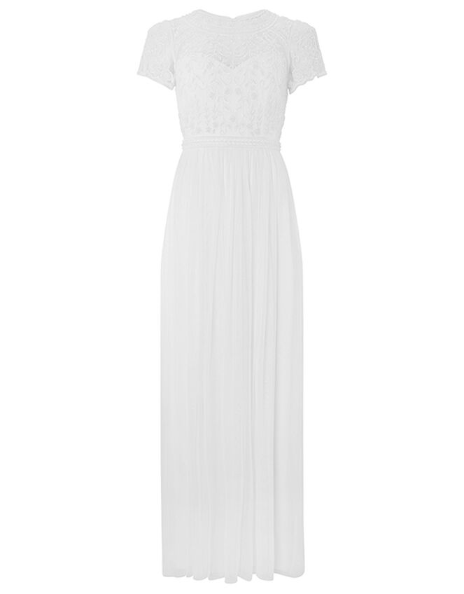 Olive Floral Embellished Tulle Bridal Dress, Ivory (IVORY), large