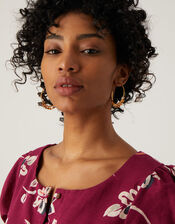 Gold-Plated Tassel Colour Hoop Earrings, , large