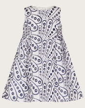 Baby Butterfly Wing Embroidered Dress, Blue (NAVY), large