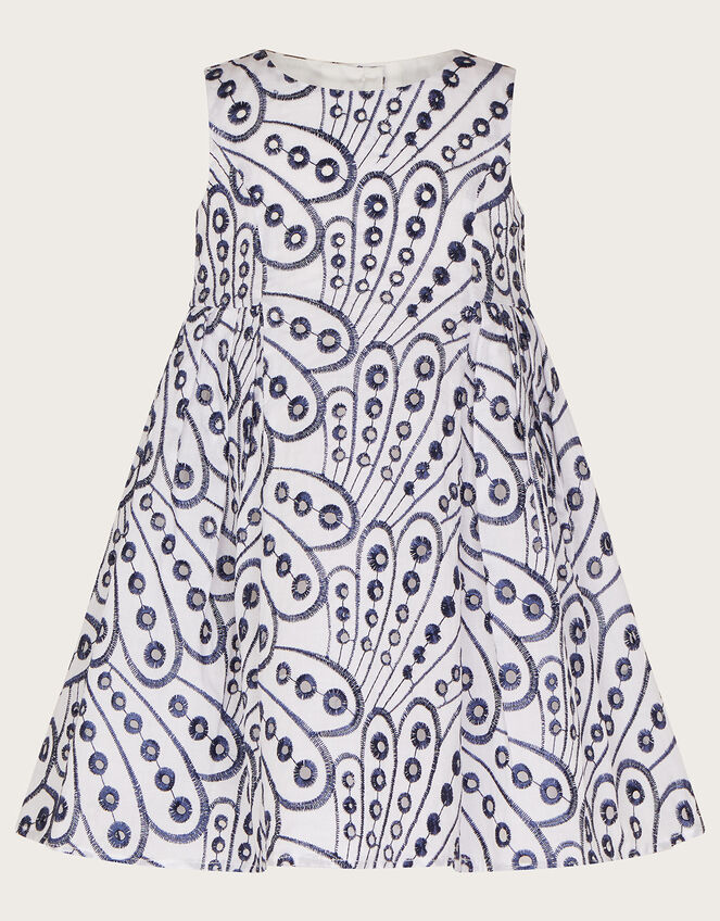 Baby Butterfly Wing Embroidered Dress, Blue (NAVY), large