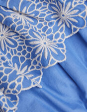 Embroidered Frill Playsuit, Blue (BLUE), large
