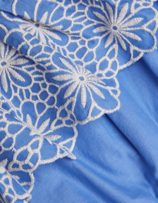 Embroidered Frill Playsuit, Blue (BLUE), large