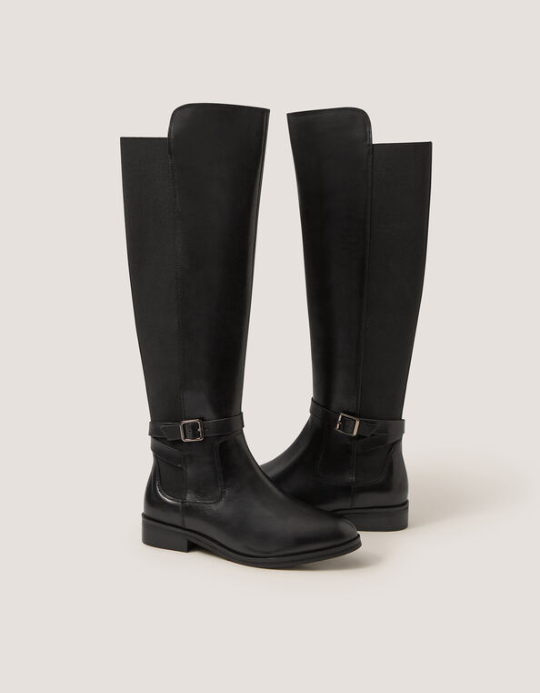 Milly Leather Knee High Boots , Black (BLACK), large