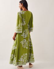 Miley Floral Print Midi Dress, Green (GREEN), large