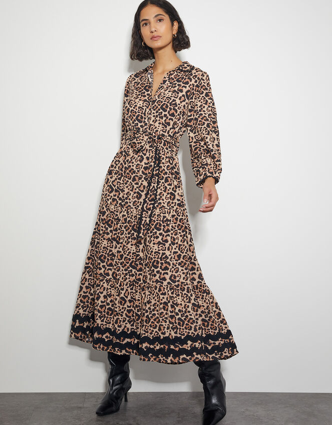 Lola Leopard Print Maxi Dress, Brown (BROWN), large