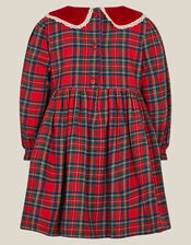 Baby Robin Tartan Print Christmas Dress, Red (RED), large