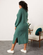 Cable Cowl Longline Dress, Green (KHAKI), large