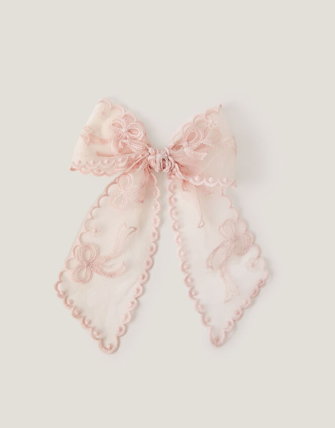 Scallop Lace Bow Hair Clip, , large