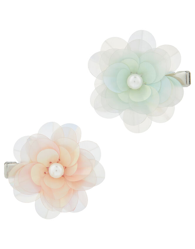 Frosted Flower Mini Hair Clips, , large