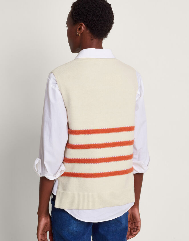 Sable Stripe Knit Vest, Ivory (IVORY), large