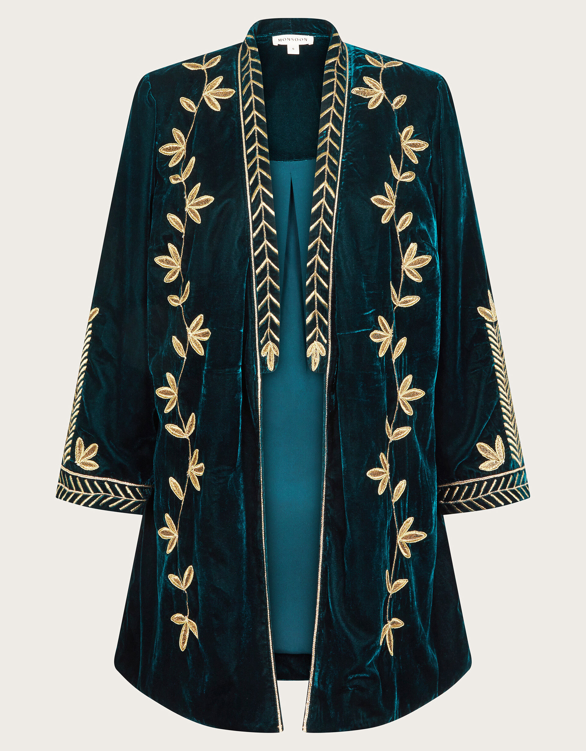 Velvet embroidered coat top