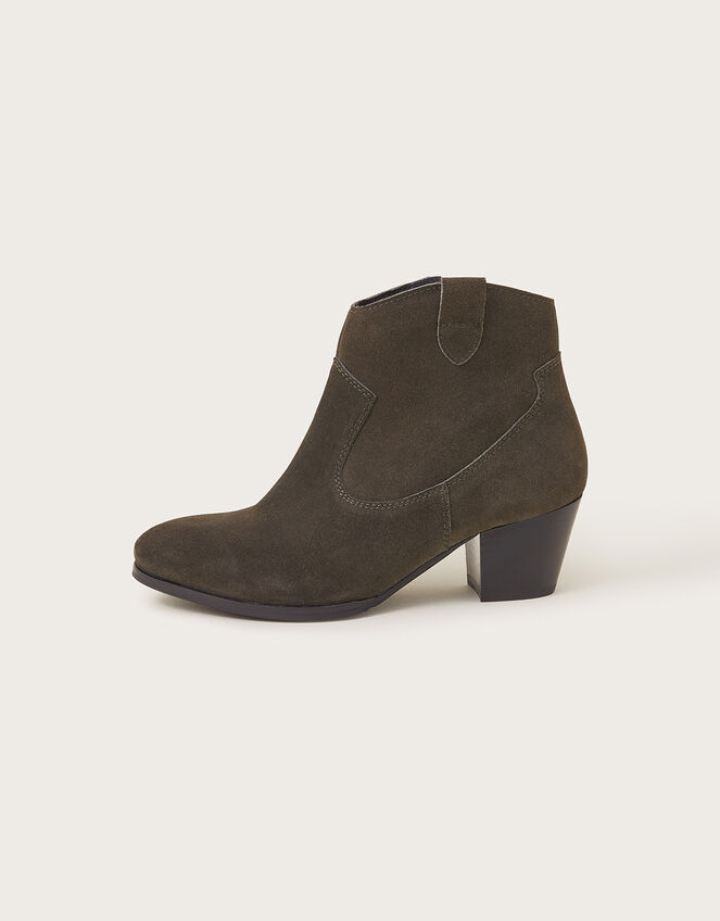 Suede Cowboy Ankle Boots, Green (GREEN), large