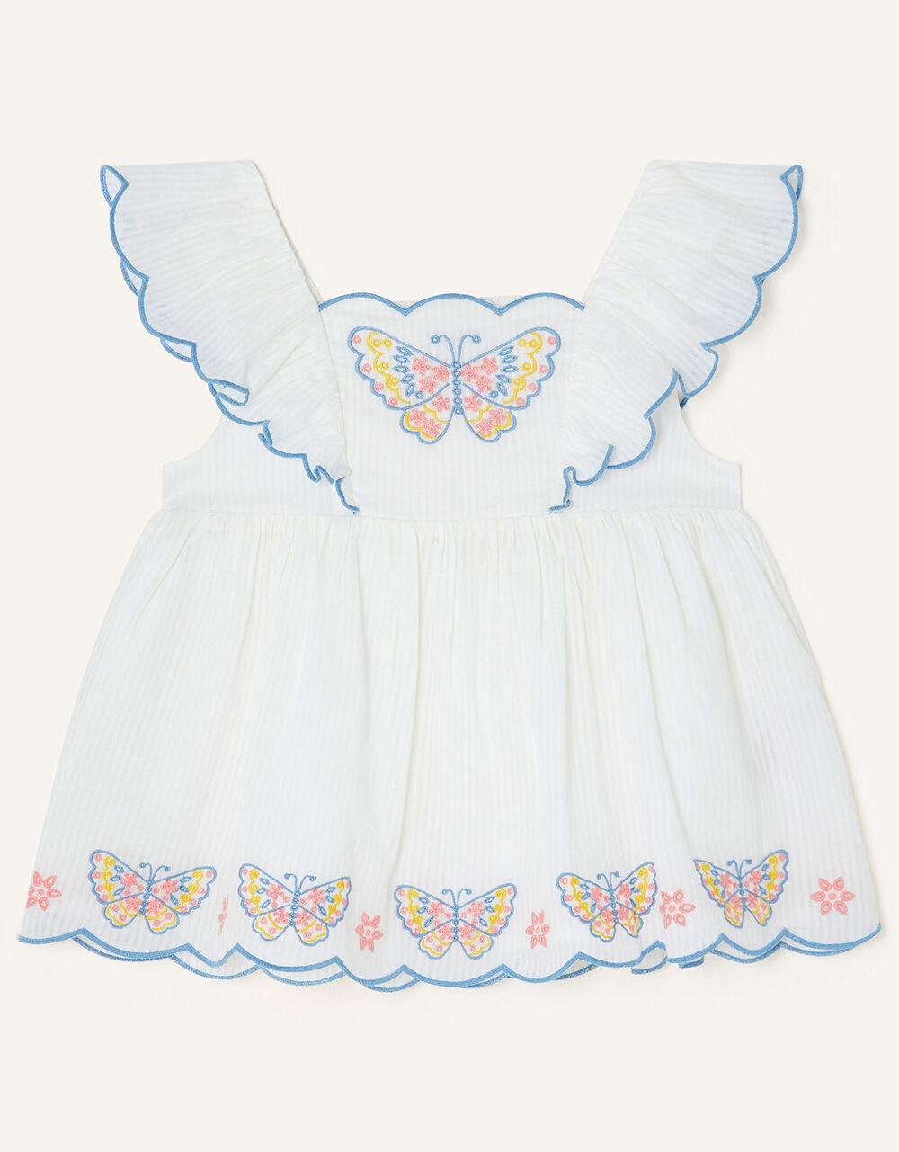 Children Girls 3-12yrs | Cut Out Butterfly Neckline Woven Top White - GB14521