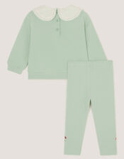 Baby Embroidered Bow Sweatshirt & Leggings Set, Green (GREEN), large