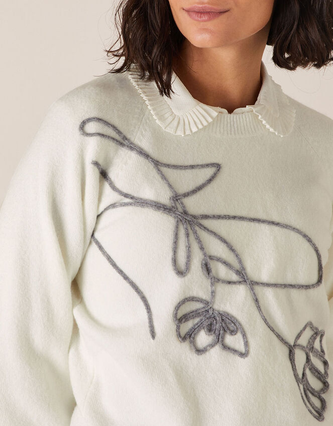 Flower Cornelli Knit Jumper, Ivory (IVORY), large