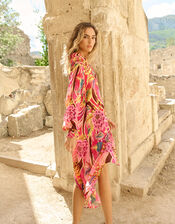 Piti Cuiti Floral Print Shirt Dress, Pink (PINK), large