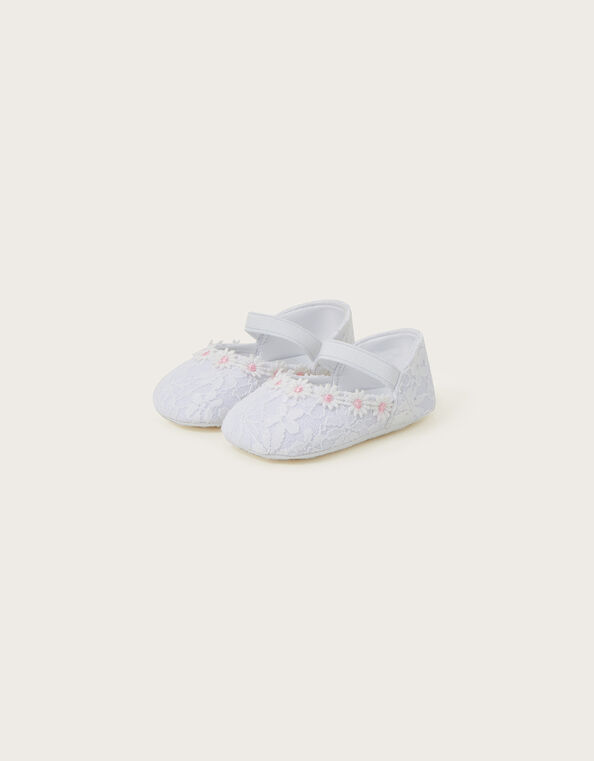 Baby Daisy Lace Booties, Ivory (IVORY), large