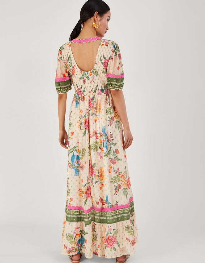 Uma Metallic Floral Print Maxi Dress, Ivory (IVORY), large