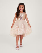 Arabella 3D Roses Dress, Pink (DUSKY PINK), large