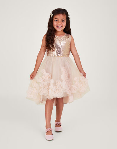 Arabella 3D Roses Dress, Pink (DUSKY PINK), large