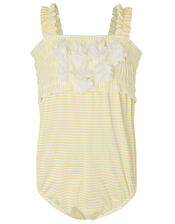 Baby Seersucker Flower Swimsuit , Yellow (YELLOW), large
