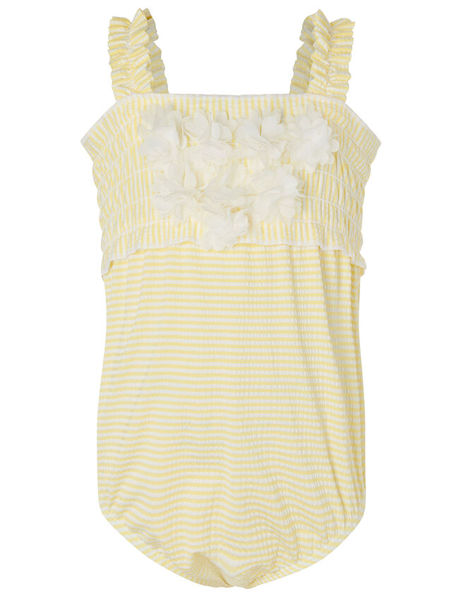 Baby Seersucker Flower Swimsuit , Yellow (YELLOW), large