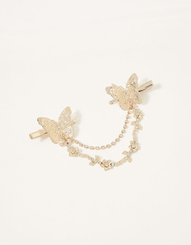 Butterfly Diamante Paired Clips