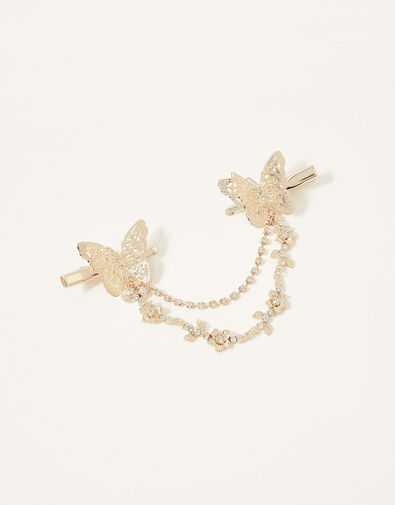 Butterfly Diamante Paired Clips, , large