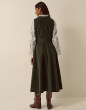Ella Sleeveless Corduroy Midi Dress, Green (KHAKI), large