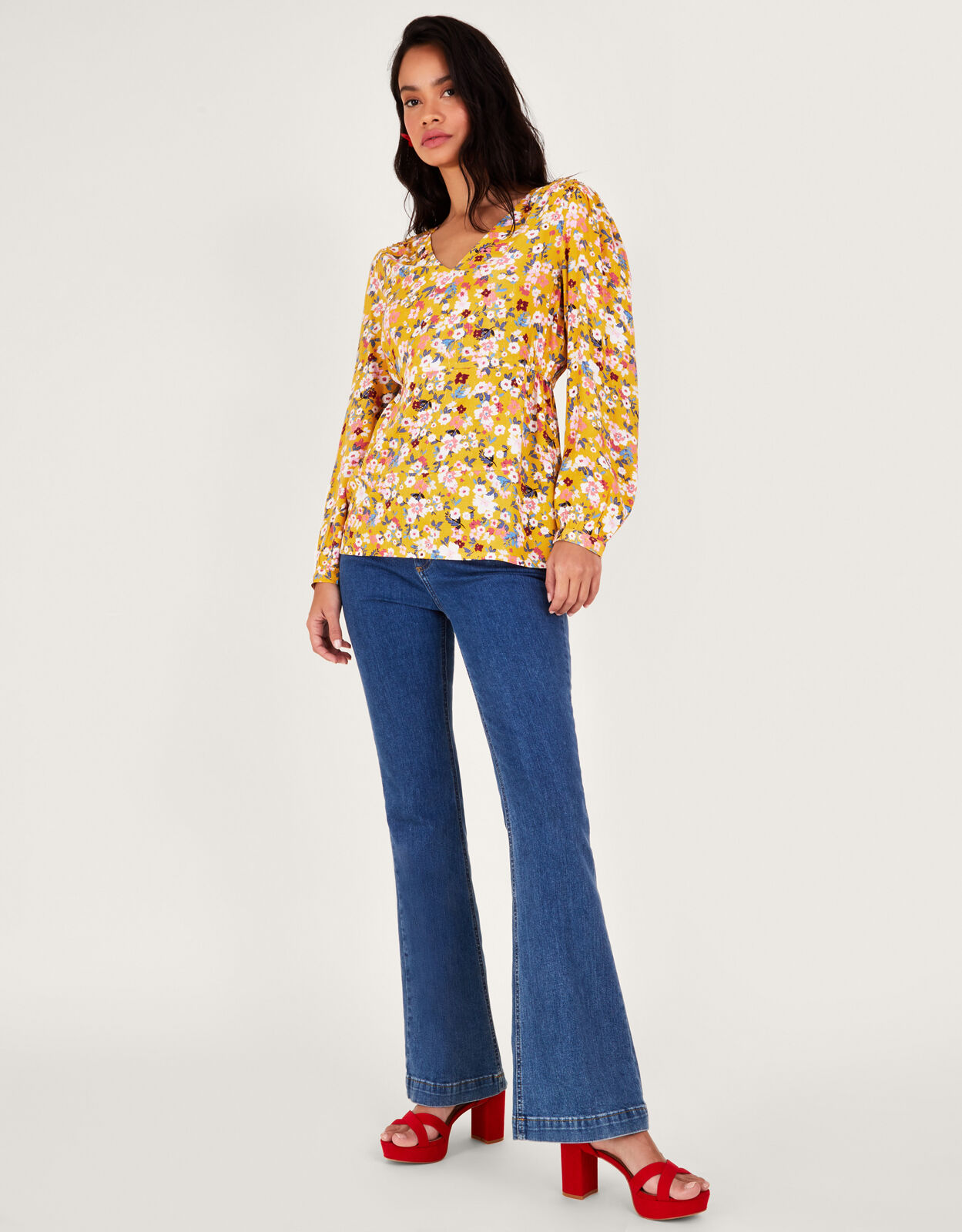 Yellow flowery top on sale
