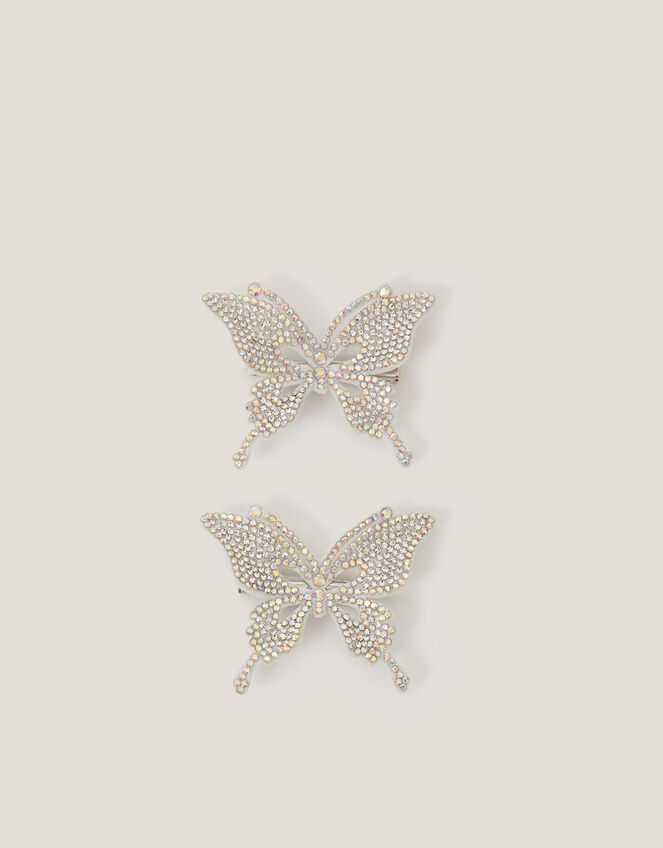 2-Pack Rhinestone Butterfly Hair Clips, , large