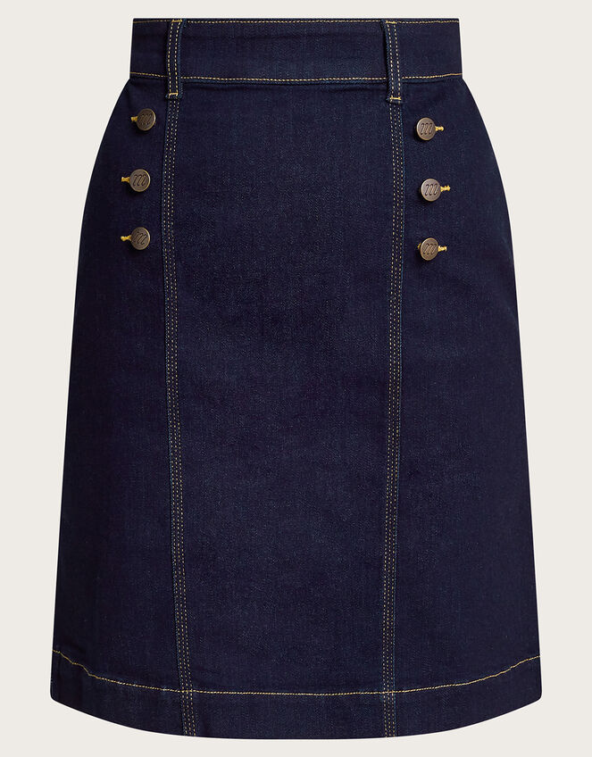 Rosa Button Denim Skirt, Blue (INDIGO), large