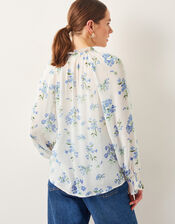 Sarah Sheer Floral Blouse, Ivory (IVORY), large