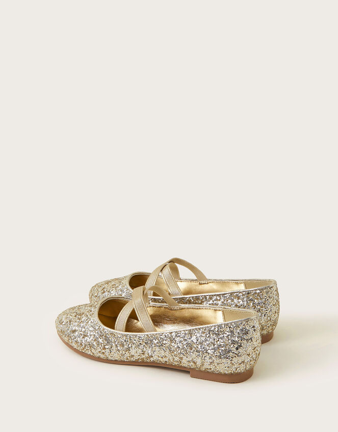 Glitter Ballerina Flats, Gold (GOLD), large