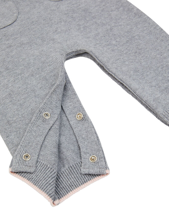 Newborn Baby Bunny Knit Dungarees Set, Grey (GREY), large