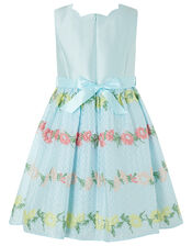 Ariella Floral Jacquard Dress, Blue (BLUE), large