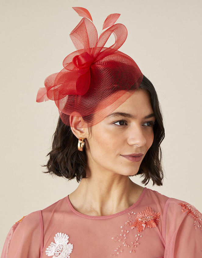 Crin Bow Fascinator , Red (RED), large