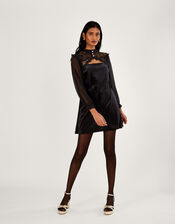 Val Victoriana Velvet Tunic Dress, Black (BLACK), large