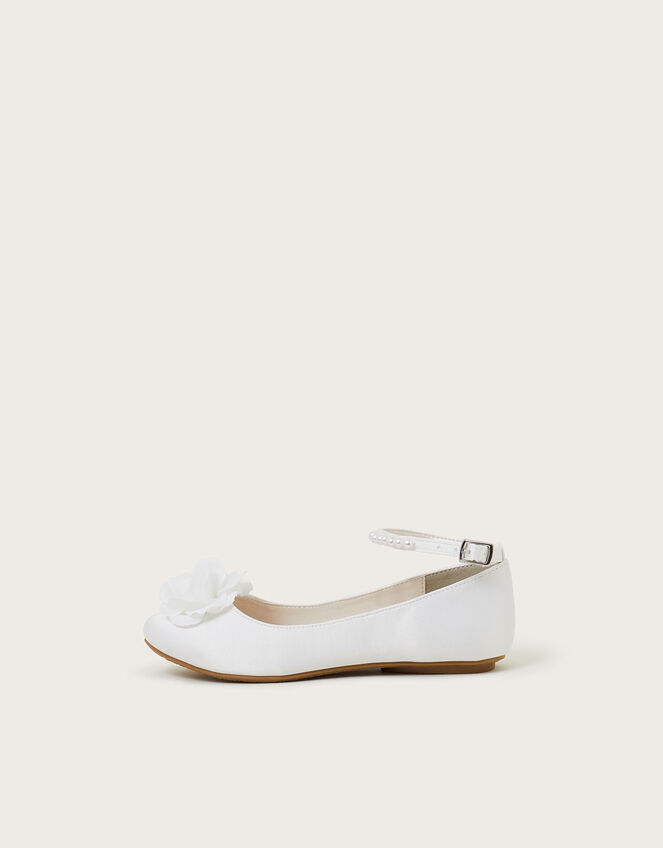 Flower Pearl Strap Ballet Flats, Ivory (IVORY), large