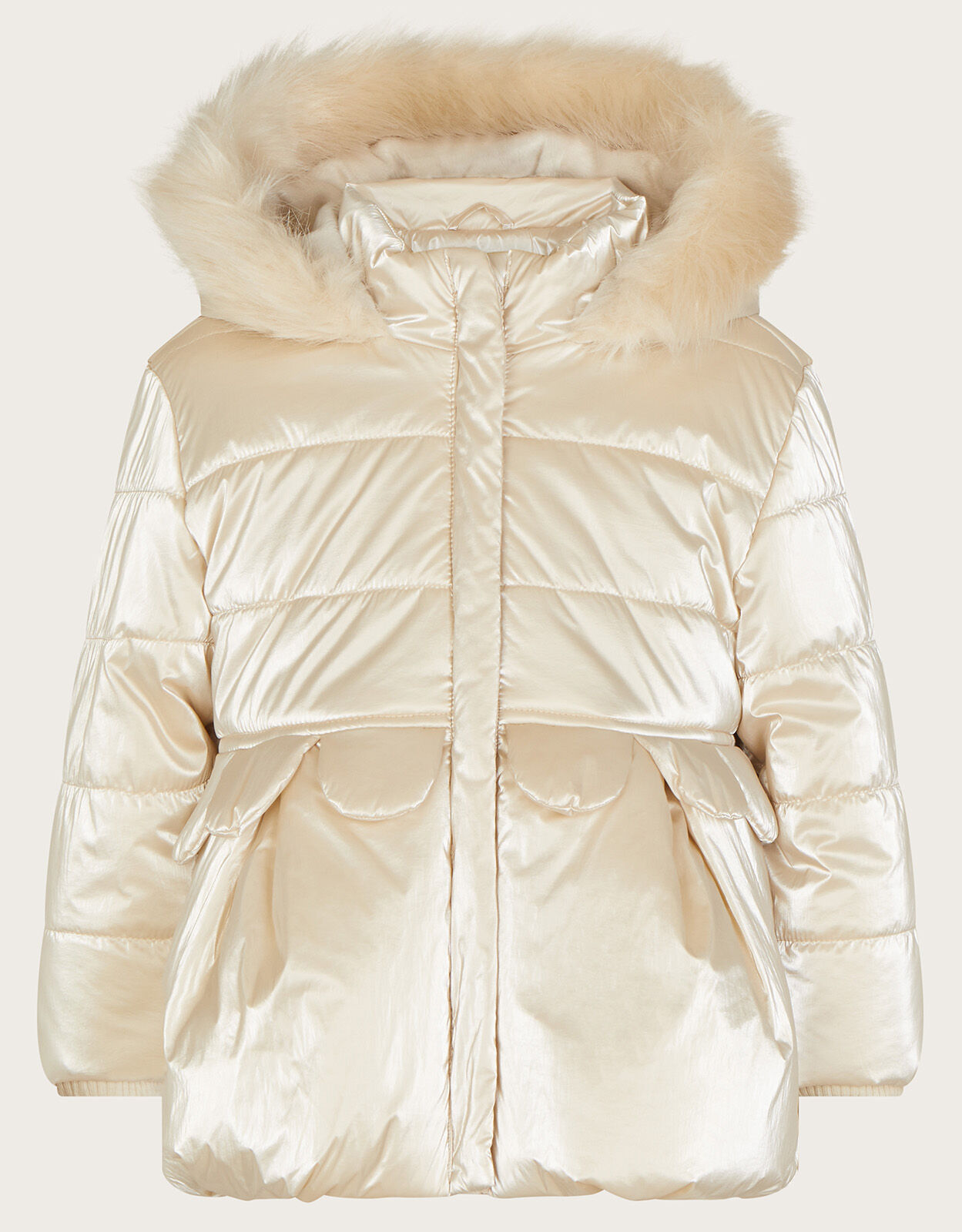 Baby Petal Peplum Padded Coat Natural