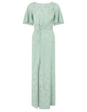 Ellinor Satin Jacquard Maxi Dress, Green (GREEN), large