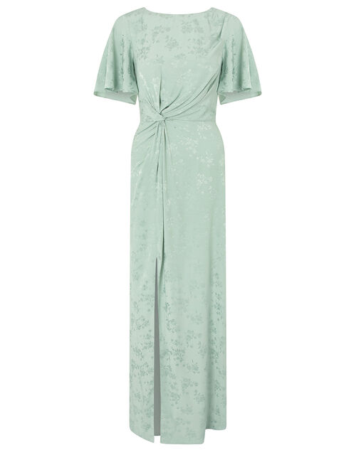 Ellinor Satin Jacquard Maxi Dress, Green (GREEN), large